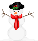 snowlady with black hat and red scarf